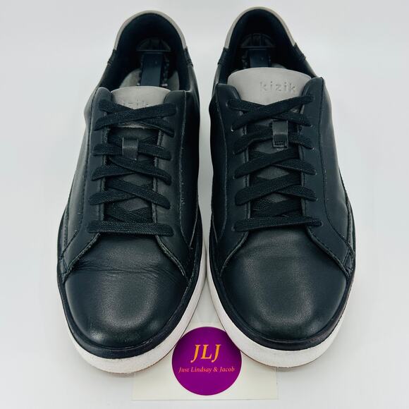 Kizik Men's Vegas Black Leather Slip On Hands Free Sneakers Size 8 Wide (EE) - Picture 3 of 11